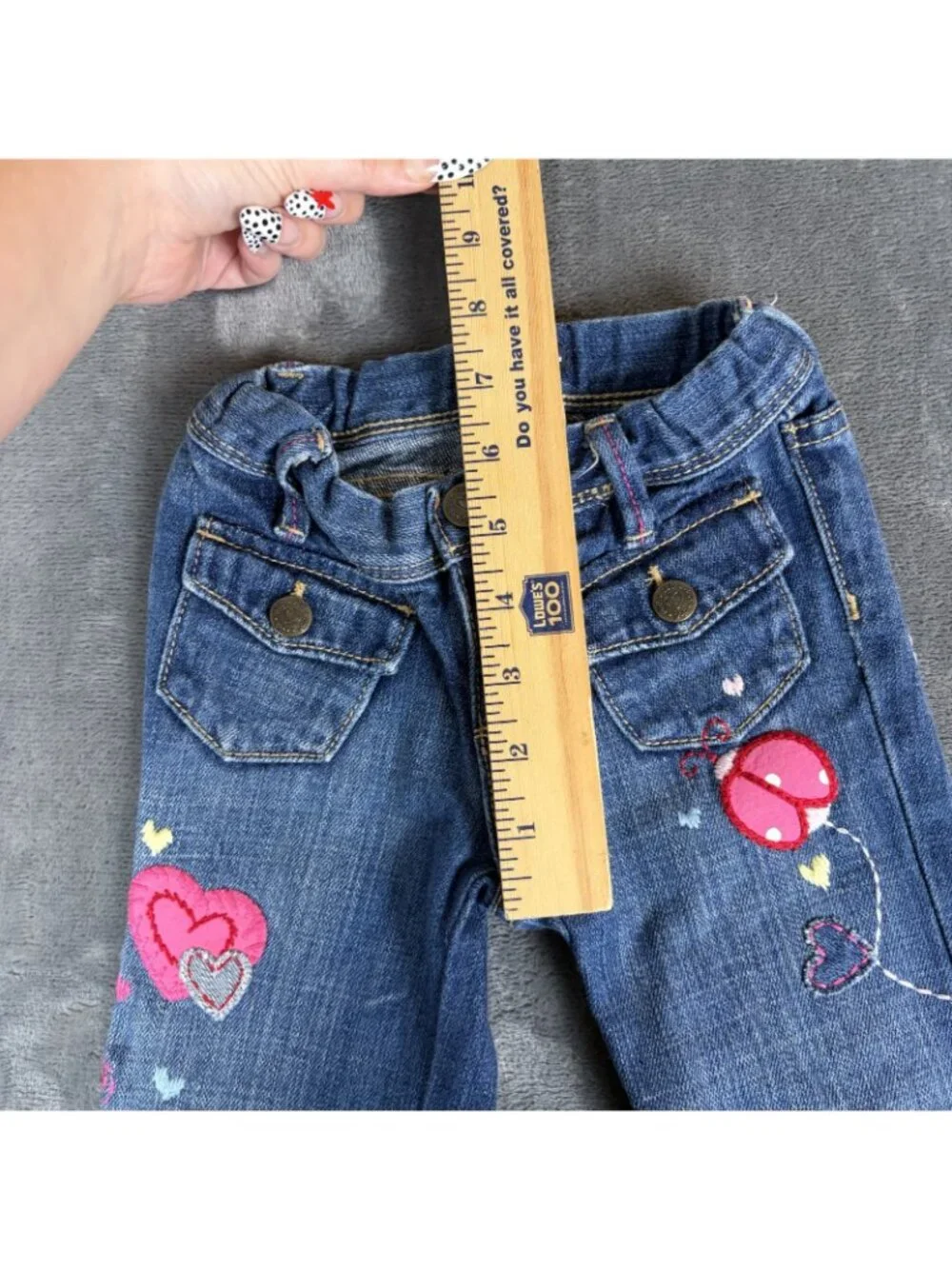 Baby Gap Denim Stretch Toddler Embroidered Jeans Size 3t Patched Flare Leg Y2K